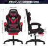 HOFFREE Massage Gaming Chair for Kids Computer Gamer Chair with Footrest and Lumbar Support Reclining PC Game Chair with Headrest for Gaming Room Red and Black view 3