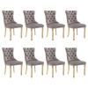SoarFlash Velvet Dining Chair Set of 8, Upholstered Tufted Dining Room Chair with Nailhead Trim and Solid Gold Plated Leg for Kitchen(Grey) view 1