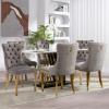SoarFlash Velvet Dining Chair Set of 8, Upholstered Tufted Dining Room Chair with Nailhead Trim and Solid Gold Plated Leg for Kitchen(Grey) view 2