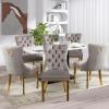 SoarFlash Velvet Dining Chair Set of 8, Upholstered Tufted Dining Room Chair with Nailhead Trim and Solid Gold Plated Leg for Kitchen(Grey) view 3