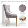 SoarFlash Velvet Dining Chair Set of 8, Upholstered Tufted Dining Room Chair with Nailhead Trim and Solid Gold Plated Leg for Kitchen(Grey) view 4