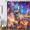 Funny Cat Shower Curtain, Cute Hilarious Cool Cat Riding Dinosaur on Fantasy Galaxy Space Shower Curtain, Outer Universe Anime Fabric Boys Girls Kids Shower Curtain for Bathroom with Hooks, 60X70IN view 4