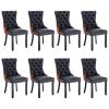 SoarFlash Leather Dining Chairs Set of 8, Tall Back Side Chair, Modern Upholstered Side Chair with Button Back Ring, Solid Wood Legs (Black&Orange) view 1