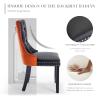 SoarFlash Leather Dining Chairs Set of 8, Tall Back Side Chair, Modern Upholstered Side Chair with Button Back Ring, Solid Wood Legs (Black&Orange) view 4