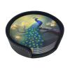 6 Pack Peacock Art Coaster for Drinks with Holder- Country Aesthetics Leather Coasters Waterproof Non-Slip for Kitchen Dining Coffee Bar Wooden Table Decor, Round view 2