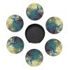 6 Pack Peacock Art Coaster for Drinks with Holder- Country Aesthetics Leather Coasters Waterproof Non-Slip for Kitchen Dining Coffee Bar Wooden Table Decor, Round view 3