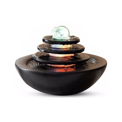 Waterfall Fountain Indoor Indoor Tabletop Fountain Waterfall Home Decor Relaxation Fountain 3 Tier Disc and Round Basin with LED Light Roller Ball Table Top Water Fountain Indoor (Color : C)
