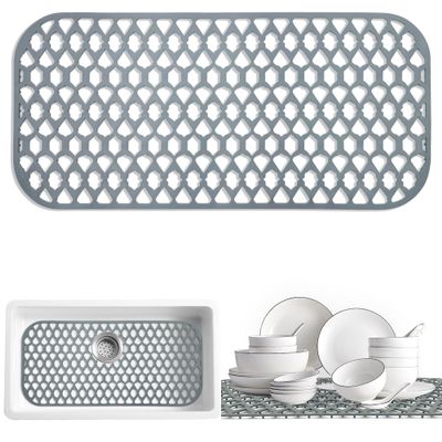 SAMSIER Sink Protectors for Kitchen Sink, Large Silicone Mats Grid for Bottom of Farmhouse (30x14)