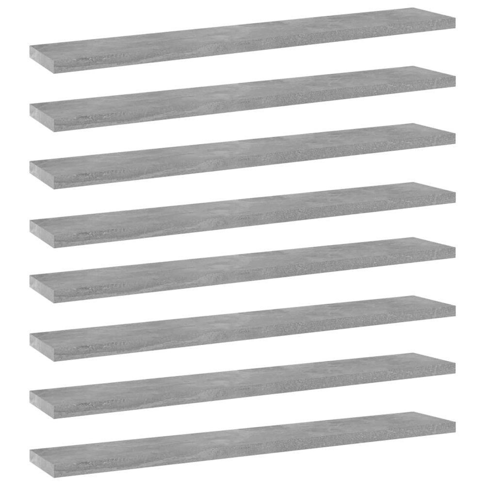 ZEYUAN Bookshelf Boards 8 pcs Concrete Gray 23.6"x3.9"x0.6" Engineered Wood Book Shelf Bookshelves Replacement Shelves for Bookcase