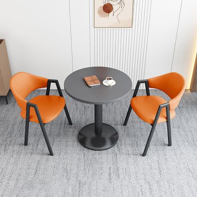 Business Dining Coffee Table And Chair Combination Modern Living Room Table And Chair Suitable For Milk Tea Shop Coffee Table And Chair Combination Dining Table Set 60cm ( Color : Orange , Size : Leat