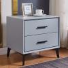 WHYATT Large-Capacity Bedside Table, Practical Side Table with 2 Drawers, Home Light Luxury Nightstand, Suitable for Home use (Color : Light Gray) view 1