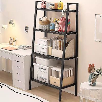 WHYATT 4-Tier Bookshelves, Ladder Shelving, Bathroom Shelves, Bookcase Freestanding, Plant Stand, for Bedroom, Living Room, Bathroom, Kitchen, Small Space (Color : Black, Size : C)