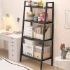 WHYATT 4-Tier Bookshelves, Ladder Shelving, Bathroom Shelves, Bookcase Freestanding, Plant Stand, for Bedroom, Living Room, Bathroom, Kitchen, Small Space (Color : Black, Size : C) view 1