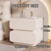 WHYATT Nightstand for Bedroom with 2 Drawer, Bedside Table with Microfiber Leather, Silent Rail Side Table, No Assembly Required (Color : White, Size : 45cm/17.7in) view 2