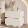 WHYATT Nightstand for Bedroom with 2 Drawer, Bedside Table with Microfiber Leather, Silent Rail Side Table, No Assembly Required (Color : White, Size : 45cm/17.7in) view 3