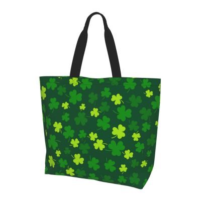 ROSIHODE St. Patrick's Day Shamrock Clover Tote Grocery Bag Shoulder Casual Reusable Bag Large for Women Men