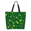 ROSIHODE St. Patrick's Day Shamrock Clover Tote Grocery Bag Shoulder Casual Reusable Bag Large for Women Men view 3