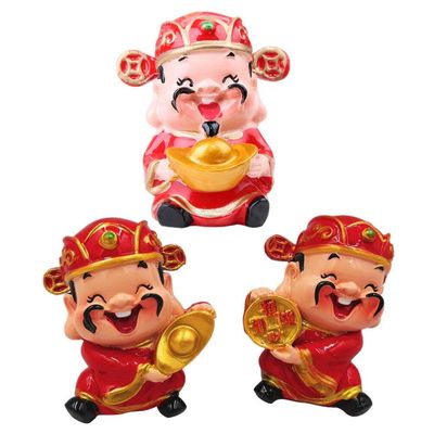 Ciieeo 3pcs God of Wealth Figurines Copper Ingot Statues for Tabletop Decor Creative Home Ornament for Living Room Office Study and More