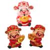 Ciieeo 3pcs God of Wealth Figurines Copper Ingot Statues for Tabletop Decor Creative Home Ornament for Living Room Office Study and More view 1