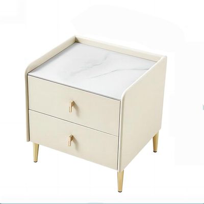 KEJIAWU Contemporary Bed Side TableBed Night Stand Classic Glam Bedside Cabinet 2 Drawers for Bedroom with Gold LegsLuxurious and Minimalist Bedside Storage Cabinet (Color : Off-White)