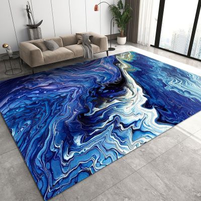 ERAYNA Abstract Blue Marble Area Rugs, Creative Ocean Streamer Art Indoor Non-Slip Kids Rug, Upholstery Rug with Non-Slip Backing for Kids Boys Girls Bedroom Living Room Dining Room Study 2ftx3ft
