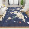 ERAYNA Sea World Map Area Rugs, Blue Cartoon Animal Map Easy Clean Rug, Soft Non-Skid Carpet Throw Rug for Kids Teen Girls Boys Bedroom, Living Room Bathroom Classroom Office 3ftx5ft view 1