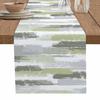 Abstract Sage Green Table Runner-Cotton Linen- 36 Inch Holiday Dresser Scarves, Modern Geometric Grey White Stripe Tablerunner for Kitchen Coffee/Dining Bedroom Living Room Dinner Scarf Dcor 13x36 view 1