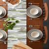 Abstract Sage Green Table Runner-Cotton Linen- 36 Inch Holiday Dresser Scarves, Modern Geometric Grey White Stripe Tablerunner for Kitchen Coffee/Dining Bedroom Living Room Dinner Scarf Dcor 13x36 view 2