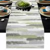 Abstract Sage Green Table Runner-Cotton Linen- 36 Inch Holiday Dresser Scarves, Modern Geometric Grey White Stripe Tablerunner for Kitchen Coffee/Dining Bedroom Living Room Dinner Scarf Dcor 13x36 view 3