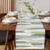Abstract Sage Green Table Runner-Cotton Linen- 36 Inch Holiday Dresser Scarves, Modern Geometric Grey White Stripe Tablerunner for Kitchen Coffee/Dining Bedroom Living Room Dinner Scarf Dcor 13x36 view 4