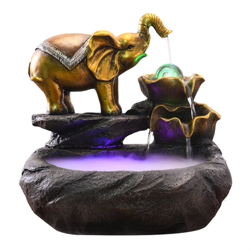 CABRIOLET Office Fountain Tabletop Fountain Elephant Flowing Water Fountain Landscape Indoor Living Room Decorations with Atomizer Desktop Decoration Water Fountain Decor