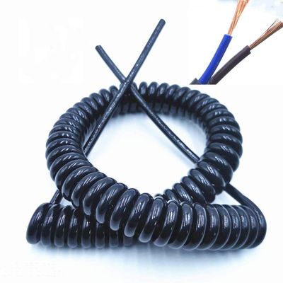 coiled cableSpring Telescopic Spiral Cable 2-Core Spring Telescopic Wire Spiral Cable,24AWG 20AWG 17AWG 14AWG Black Power Cord Expandable Wire Line Length 2.5m 2-core 14AWG (Color : 2 core 24awg, Size