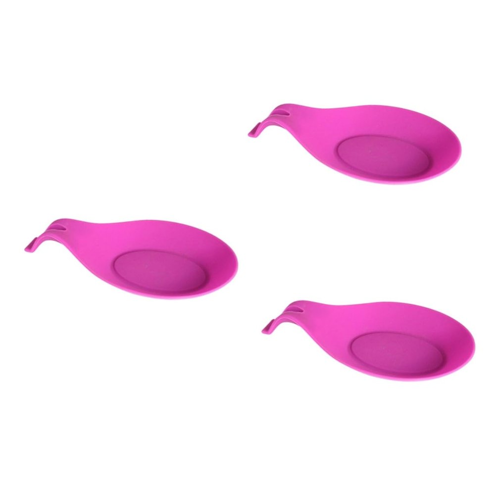 MAGICLULU 3pcs Silicone Spoon Rest Mat Non- Utensil Holder for Kitchen Cooking Rose Gadget for Stove Top Use