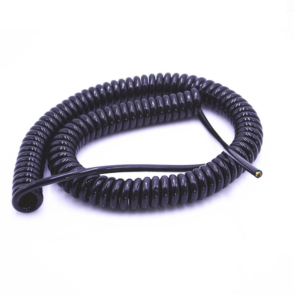 coiled cableSpring Telescopic Spiral Cable 4 Core Spring Telescopic Wire Spiral Cable 24AWG0.2mm 20AWG0.5mm 17AWG1.0mm 14AWG2.0mm Stretchable Extension Wire Stretch 3.7 meters 4-core -24AWG-0.2MM (Col