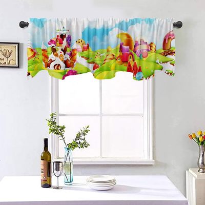 54x18 Inches Candy Dessert Land Green Window Valance Sky Ice Cream House Watermelon Summer Donut Indoor Window Decor Polyester