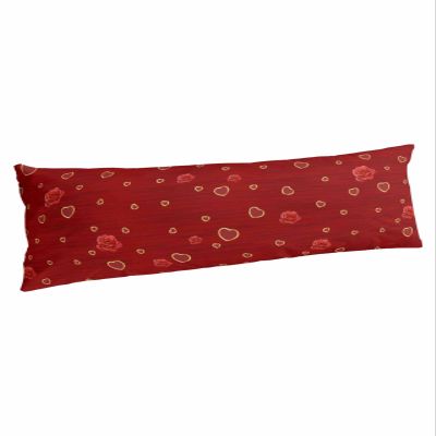 BOBOWUNY Valentine's Day Body Pillow Covers, Soft Bed Throw Pillowcases Breathable Cooling Long Lumbar Body Pillow Sham Cover for Bed Sofa 20x54 Red Gold Valentine Love Heart Rose