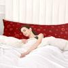 BOBOWUNY Valentine's Day Body Pillow Covers, Soft Bed Throw Pillowcases Breathable Cooling Long Lumbar Body Pillow Sham Cover for Bed Sofa 20x54 Red Gold Valentine Love Heart Rose view 3