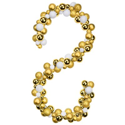 6 FEET Christmas Ball Gold Garland Ornaments Shatterproof Xmas Hanging Balls Decorations for Home Indoor Outdoor Mantel Holiday Party Wedding Tree - White & Gold