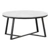 Pemberly Row Metal Round Coffee Table in White and Matte Black view 1
