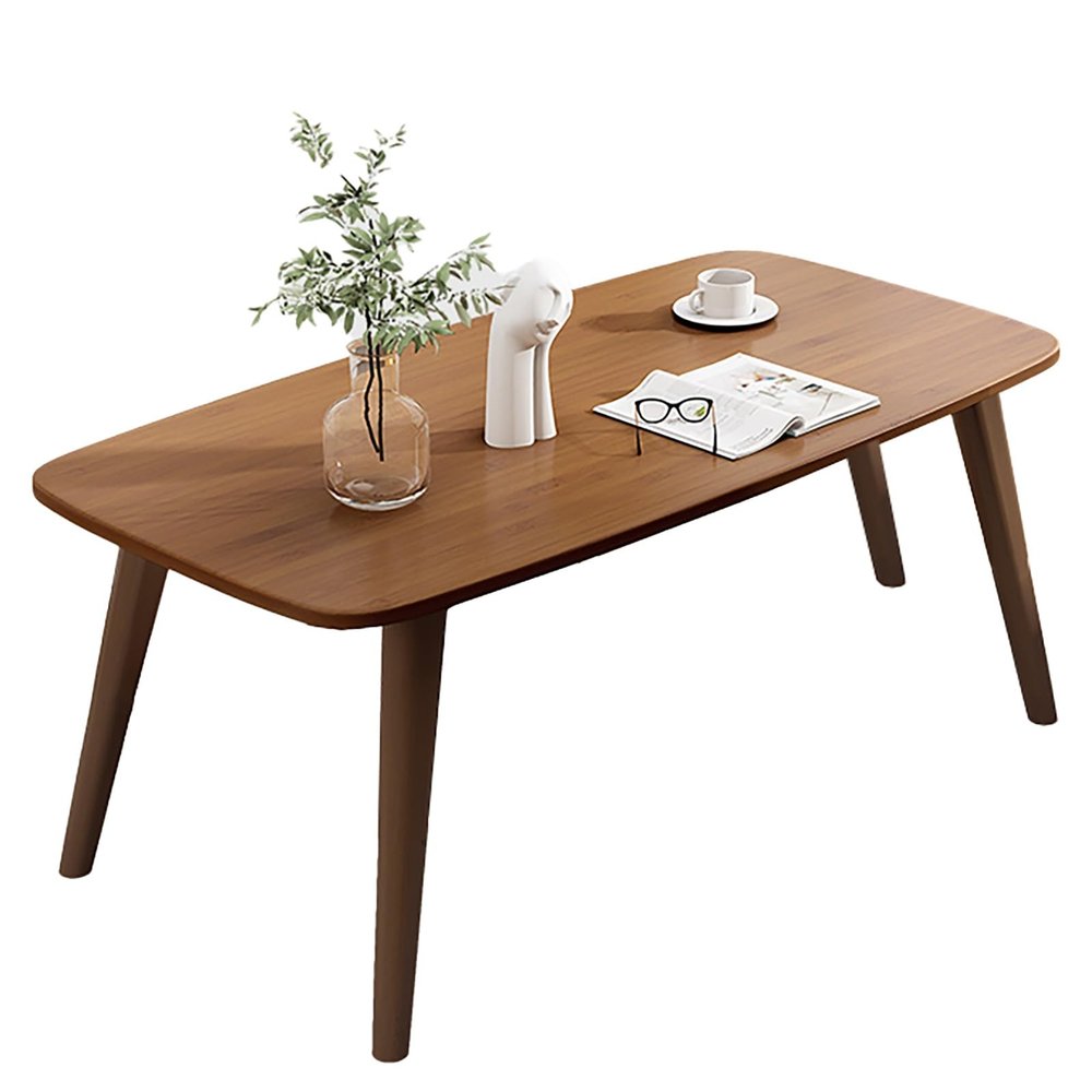 Coffee Table, Minimalist Center Table, Coffee Table with Open Partitions, Bamboo Sofa Table Side Table, Solid Bamboo Legs, Modern Simple Rectangular Cocktail Tea Table for Bedroom Home Office (Color