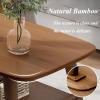 Coffee Table, Minimalist Center Table, Coffee Table with Open Partitions, Bamboo Sofa Table Side Table, Solid Bamboo Legs, Modern Simple Rectangular Cocktail Tea Table for Bedroom Home Office (Color view 3