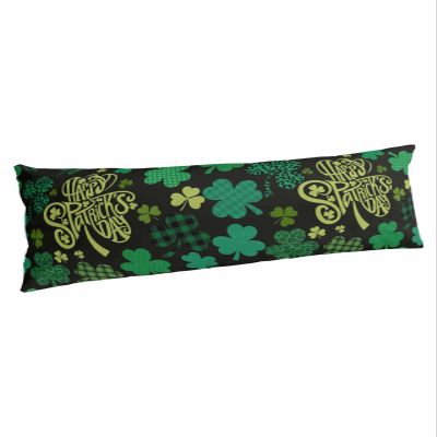 BOBOWUNY St. Patrick's Day Body Pillow Covers, Soft Bed Throw Pillowcases Breathable Cooling Long Lumbar Body Pillow Sham Cover for Bed Sofa 20x54 Green Plaid Dot Plant Leopard Print