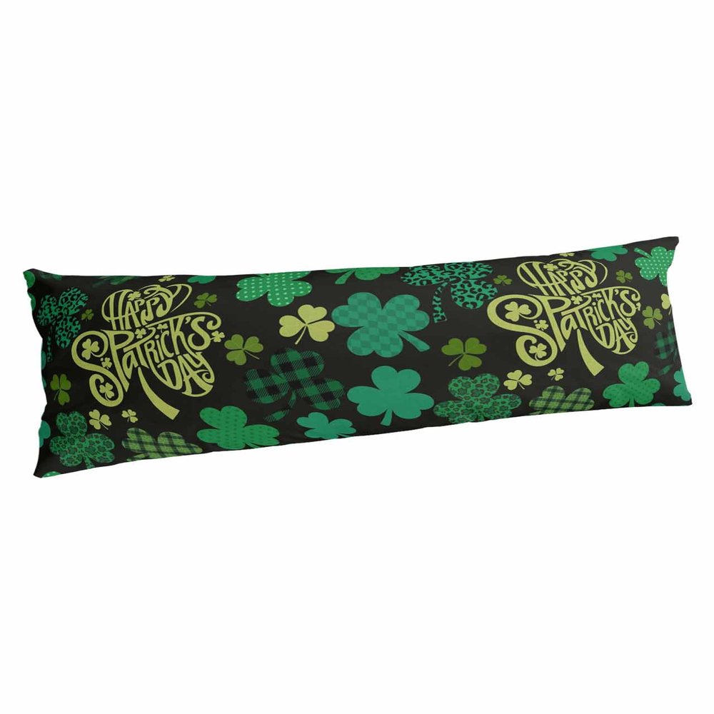 BOBOWUNY St. Patrick's Day Body Pillow Covers, Soft Bed Throw Pillowcases Breathable Cooling Long Lumbar Body Pillow Sham Cover for Bed Sofa 20x54 Green Plaid Dot Plant Leopard Print