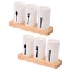 Ciieeo 2sets Utensil Holder with Wood Tray for Spoon Fork and Chopsticks Convenient Cutlery Storage for Kitchen Home Restaurant and Parties Elegant Design with Draining view 1