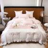 YUSIWOAL 1200TC Cotton Elegant Bedding Set Ruffles Duvet/Quilt Cover Bed Linen Pillow Shams Bed Linings (Color : A, Size : King 220X240cm 4pcs) view 1