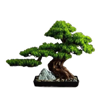 Artificial Bonsai Tree Artificial Welcoming Pine Bonsai Porch Cabinet Hotel Decoration Artificial Bonsai Tree Living Room Zen Ornaments Simulation Tree Artificial Plants Indoor Fake Plants Bonsai Tree