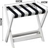 PROHEL 2PCS Suitcase Stand with Shelf Luggage Rack, Solid Wood Hotel Storage Rack, Household Hanger Furniture Landing Luggage Shelf, Suitcase Stand with Nylon Straps, 60X40X50CM (Color : White) view 2