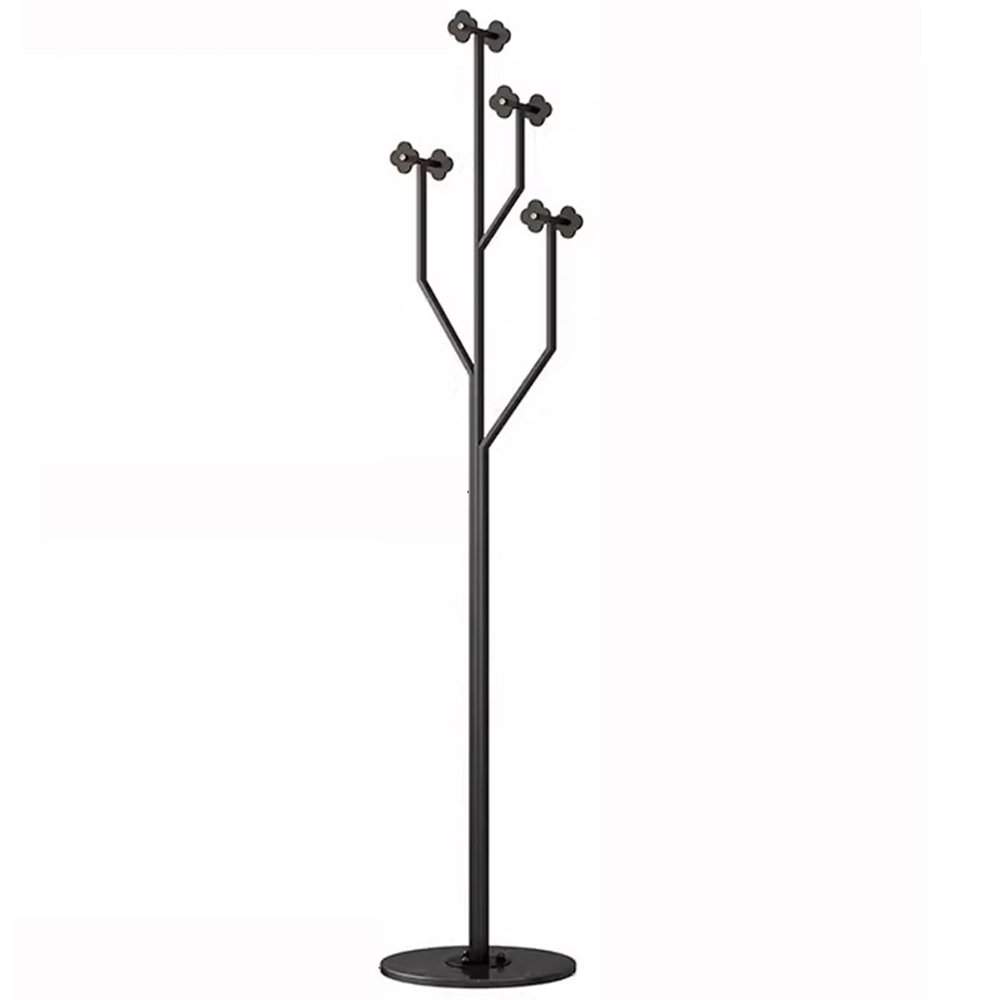Garment Rack Metal Coat Rack Stand With Marble Base, Free Standing Coat Hanger With 8 Acrylic Hooks For Hanging Scarf, Bag, Jacket, Modern Coat Tree For Entryway, Bedroom, Office(Color:Black + Gray)