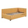 DNChuan Twin Size Daybed with Trundle,Linen Upholstered Sleeping Sofa Bed Couch Futon,Wooden Slats,No Box Spring Needed for Kids Girls Boys,Yellow view 4