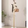 SKVLF Garment Rack Metal Coat Rack Stand With Marble Base, Free Standing Coat Hanger With 8 Acrylic Hooks For Hanging Scarf, Bag, Jacket, Modern Coat Tree For Entryway, Bedroom, O(Color:Gold+Brown) view 2